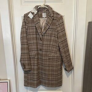 Cyrus Plaid Brown Coat